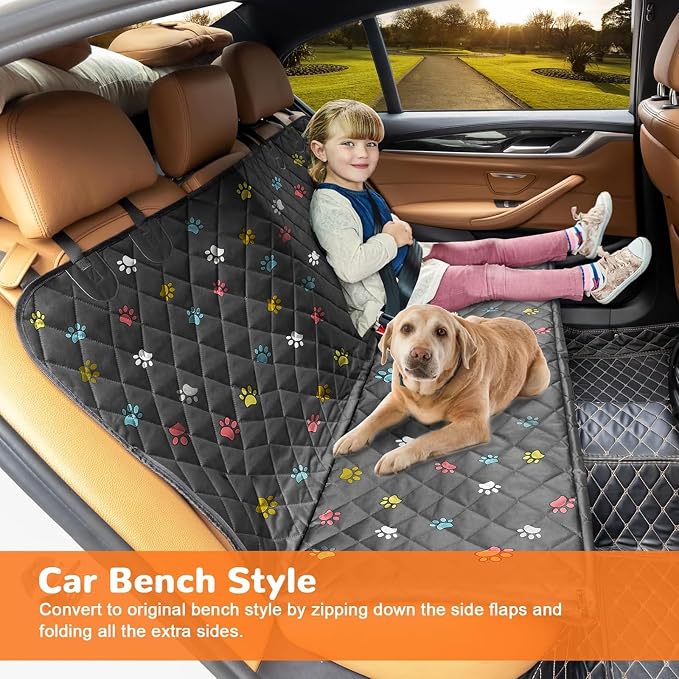 URPOWER XL Dog Seat Cover for Full-Size Truck Back Seat, Waterproof Hammock | 600D Oxford, Side Flaps with Zippers, Scratch Resistant, Non-Slip, Easy Install, Machine Washable, Dog Seat Belt Included - Image 3
