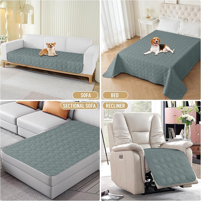 ZNSAYOTX Ultimate Cozy Blankets (30"x53") 100% Waterproof Sofa Mat Blanket for Dog Pets, Bed Couch Protector with Non-Slip Back Washable Durable, Pee Scratch Proof Easy to Clean (Dark Grey) - Image 7