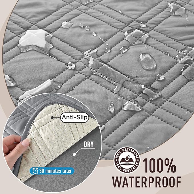 TAOCOCO Waterproof Large Couch Covers for Dogs, Non Slip Sofa Cover, 78.7'' | Washable Oversized Couch Covers with Arms for 3 Cushion Couch, Dog Sofa Cover Protector, Pocket & Backless Design, Light Gray - Image 3
