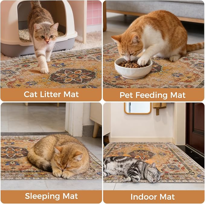 Homimp Cat Litter Mat, Litter Trapping Mat 2 Pack, Contains Mess from Box, Protects Floors,Urine Waterproof,Non-slip,Less Waste Cat Litter Box Mat,Soft on Kitty’s Paws,Washable,Absorbent,Khaki 36"X41" - Image 6