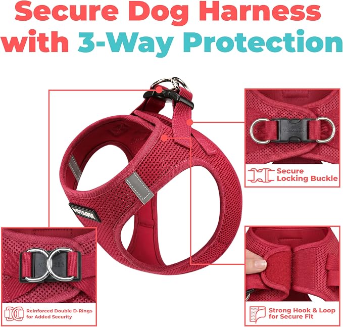 Voyager Step-in Air Dog Vest Harness - Burgundy, Small | 14.5-16" in Chest, Reflective Bands, All Weather Breathable Air Mesh, Cats Compatible, Lightweight, Fast Drying - Image 2