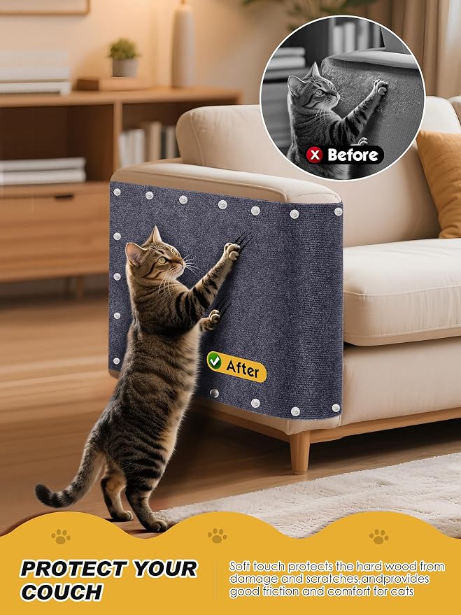 2PCS 39.4"x15.8" Cat Scratch Furniture Protector - Dark Gray | Less claw damage, easier scratch-zone setup, worn post refresh, cleaner couch corners, softer look for cat homes - Image 2