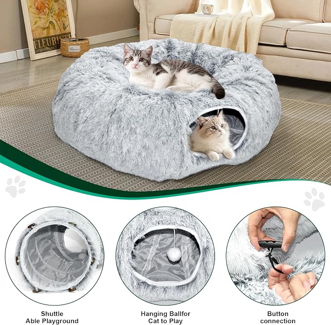 VIVOYAN Multifunctional Cat Tunnel Toy - XL Interactive Cat Play Tunnel with Climbing Holes and Thick Resting Mat, Ideal for Mult Homes and Extended Playtime - Image 3