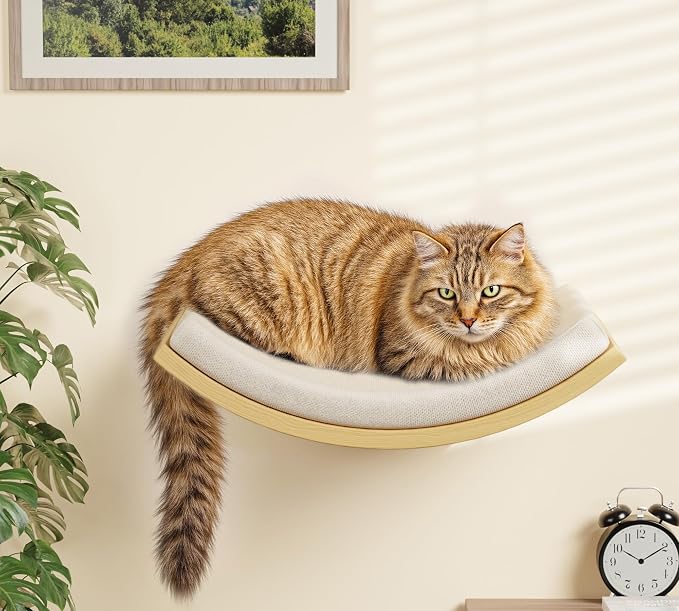 4-PCS Cat Wall Shelves with Foam-Padded Bed & Sisal Steps for Indoor Cats | Cat Window Perches with Curved Bed, Flat Shelf and 2 Steps, Space-Saving Cat Climbing System & Floating Perch for Indoor Cats - Image 8