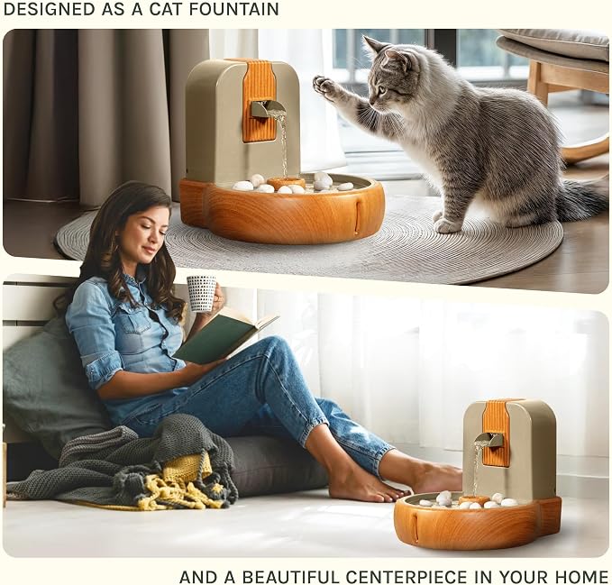 Cat Water Fountain – Eco-Friendly Zen Cat Fountain with Feng Shui Design, Splash-Free, Easy to Clean, Premium Filtration, Water Fountains for Cats Indoor, Great Cat - Image 4