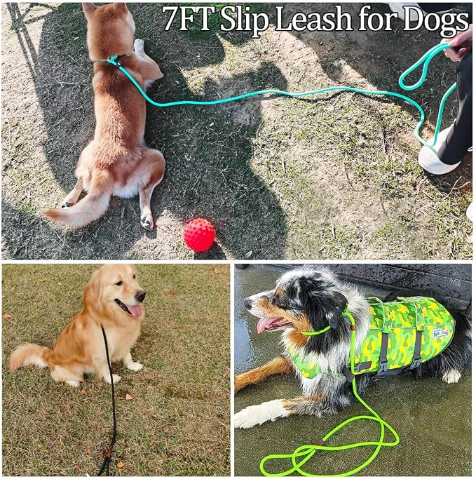MayPaw Slip Lead Control Leash for Dogs No Pull 7 FT Pet Slip Leash, 1/4 in | 13+ Colors Classic Dog Lead Rope Leashes for Small Medium Animals (7ft*1/4", Yellow) - Image 7