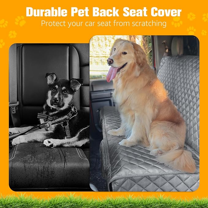 PETICON Dog Car Seat Cover for Back Seat, Rear Bench Seat Cover for Trucks | Waterproof Pet Seat Cover with Side Flaps for F150/Silverado 1500/Ram 1500/Sierra 1500, Velcro Openings for Child Seat Access - Image 6