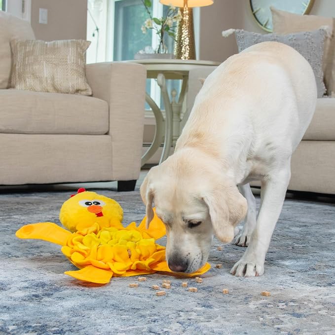 Outward Hound Nina Ottosson Snuffle Palz Squeaky Dog Toy, Chicken, 13.4" | Plush Snuffle Mat, Hidden Treat Pockets, Slow Feeder, Interactive Foraging, Non-Slip Base, Dogs & Puppies - Image 5