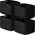 ICERZCZ Black Storage Baskets for Shelves, Small Storage Baskets for Organizing, Woven Cotton Rope Baskets for Storage, Book Basket, Decorative Shelf Basket, 12.5"Lx9.1''Wx7.9''H (4 Packs) Black by ICERZCZ