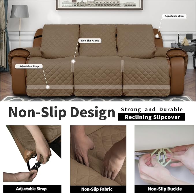 Easy-Going Reversible Couch Cover for 3 Seat Oversized Recliner, Camel | Sofa Slipcover For Dogs, Sofa Cover For Oversized Recliner, Furniture Protector Mat, Pet Friendly - Image 4