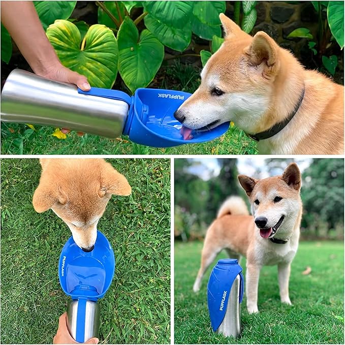 PupFlask Large Dog Water Bottle, Portable Stainless Steel Travel Bowl | 27 or 40 oz Leak-Proof Drink Dispenser with Built-In Cup and Carry Strap for Walking, Hiking and Travel; For All Dog Breeds - Image 6