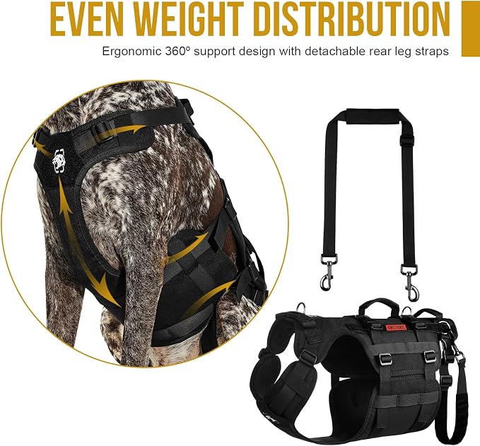 OneTigris Dog Lift Harness for Large Dogs, Dog Hip Support Brace, Full Body Dogs Lifter with Handles Invictus Multifunctional Mobility Assistance Vest for Back Legs (Black, Medium) - Image 2