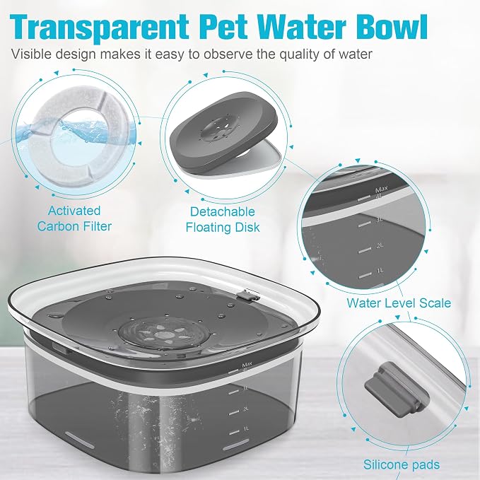 UPSKY 4L Dog Water Bowl No Spill Large Capacity Slow Drinking Water Feeder | Splash Proof, Prevent Pet Prevents Choking, Anti-Slip, Visible Water Level, Suitable for Vehicle Carried Travel and Car Trips - Image 5