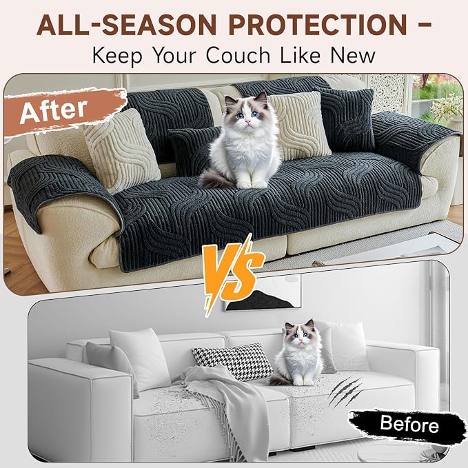 OTOB Couch Cover for Dogs Washable, Non Slip Pet Sofa Protector, 1 Piece | Matcha Green, 35.4"x70.9", Soft Plush, All Seasons, Breathable, Modern, Wear-Resistant, Sectional Couch Covers, Pet Lovers - Image 2