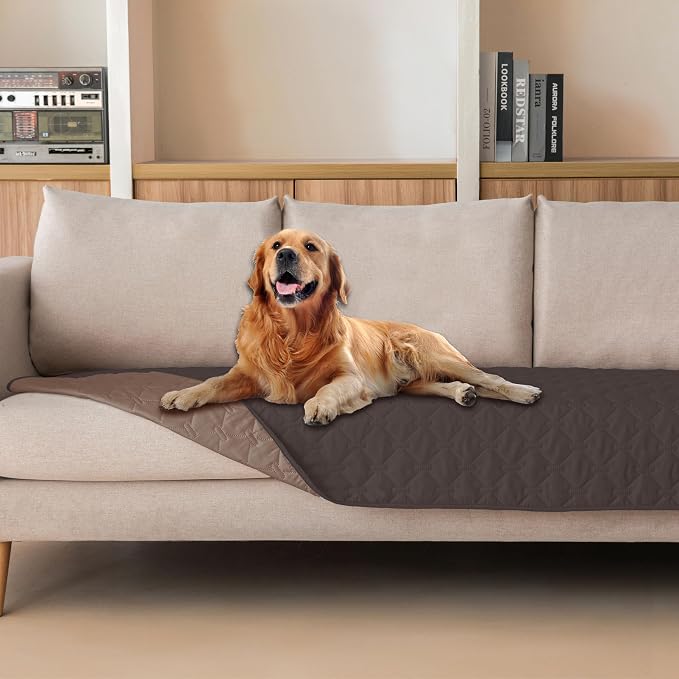 gogobunny 100% Double Sided Waterproof Dog Blanket Soft Pet Bed Cover Reversible Protect Furniture Couch Sofa Car for Puppy Cat Kids (Dark Coffee/Light Coffee, 30x80 Inch (Pack of 1)) by gogobunny
