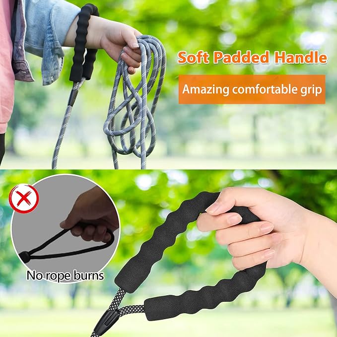 NTR 15FT Training Leash for Dogs, Reflective Nylon Rope with Swivel Lockable Hook and Comfortable Handle, Suitable for Small to Large Dogs, Brown - Image 4