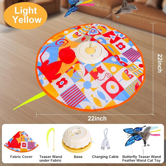 Interactive Cat Toys for Indoor Cats, Kitten Toys for Indoor Kittens,Yellow | Automatic Electronic Cat Toys for Bored Adult Cats, Stimulating Moving Cat Enrichment Toy, Hide and Seek Cat Games Toy - Image 8