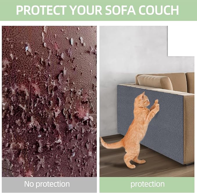 Cat Scratch Mat 120"x15.8",Cat Scratch Carpet Trimmable Self-Adhesive Cat Scratch Pad,Decorative Cat Tree Shelf，Cat Wall，Cat Scratching Post,Cat Couch Protector(Grey) - Image 4