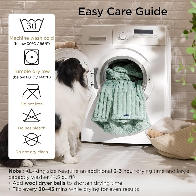 Bedsure ComfyFleece™ Waterproof Blanket for Bed, Twin（60"x80"） Garden Green | Soft Plush Couch Bed Cover Corduroy Fleece for Furniture Protector, Cozy Calming Reversible Dog Blankets for Large Dogs Pet - Image 6