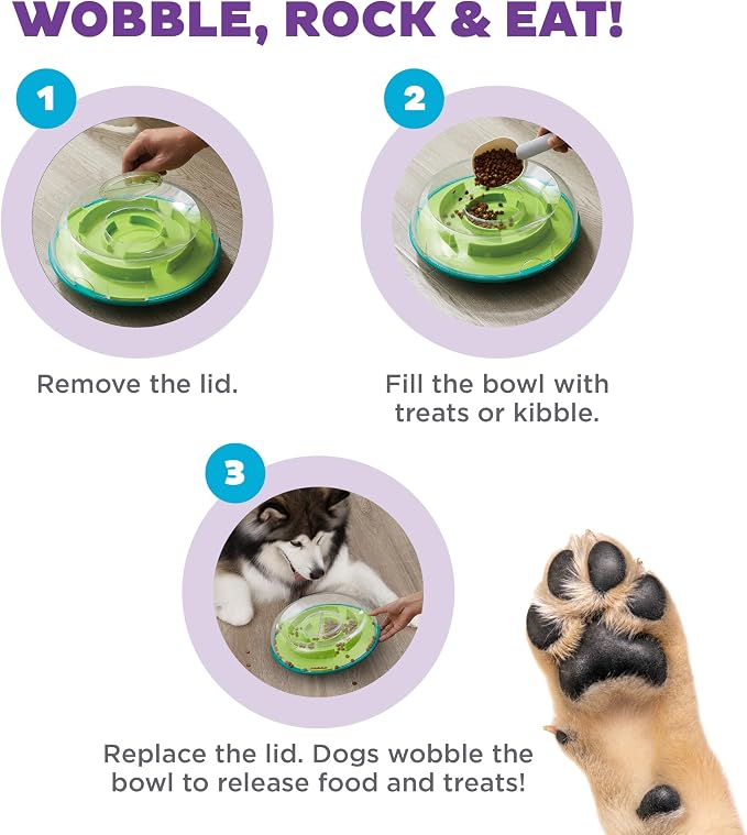 Outward Hound by Nina Ottosson Wobble Bowl Slow Feeder Dog Puzzle, Level 1 Beginner, 11.6 inches x 3.5 inches, Multicolored | Level 1 Easy, Holds 1 Cup Kibble or Treats, Easy Clean, No BPA, Turns Meals into Interactive Game, Enrichment, Dogs & Puppies - Image 4