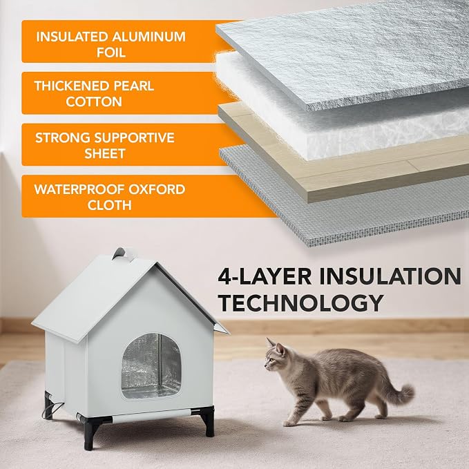 Large Cat House for Outside&Indoor,Insulated and Weatherproof,Foldable Cats Shelter, Bigger Cat House, Selfwarming/Cold Large Cave Bed for Winter,Garden(18 x 18 x 24 inch,L,Normal) - Image 3