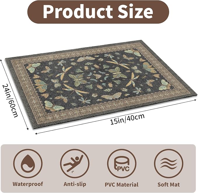 Cat Litter Mat 24"x15" for Litter Box, Non-Slip Washable Floor Mat with Litter Trapping Design, Scatter Control for Cats and Kittens, Black - Image 2