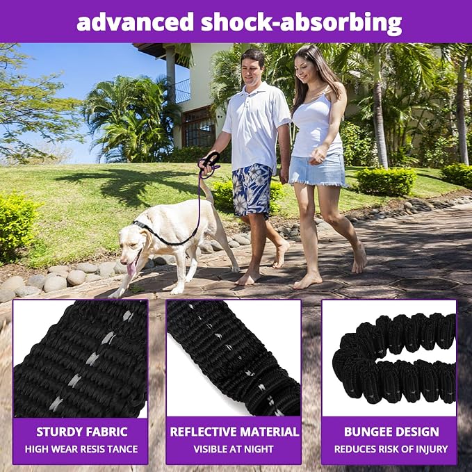 Rope Dog Leash 5 FT: Heavy Duty Leashes with Swivel Lockable Hook Reflective Threads Bungee and Padded Handle - Dog Lead for Large Small Medium Dogs Outside Walking Hiking Purple - Image 5