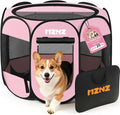Dog Cat Small Animal Puppy Playpen Crate, Medium, Whole Pink | Portable Pop Up Pet Cage Enclosure Tent Kennel Indoor Outdoor with Carrying Case, No Assembly, Camping Use by MZNZ