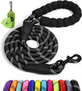 Taglory Rope Dog Leash for Medium Large Dogs, 4 FT Padded Handle, Black | Climbing Rope for Strong Pullers, Reflective for Night Walks and Training, Comfortable Grip, Anti-tangle Swivel Clip 1/2 inch by Taglory