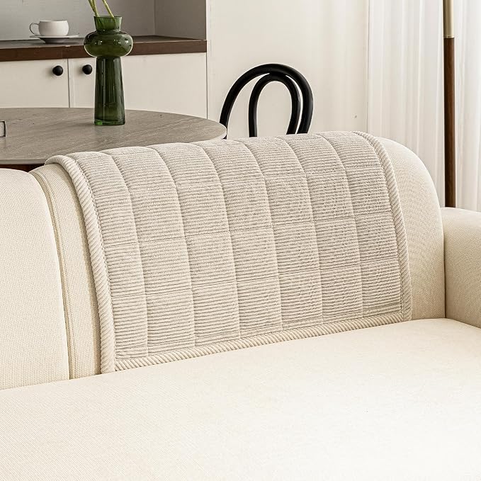 Couch Covers for Dogs, Non Slip Washable Pet Couch Covers for Sofa | 27.6”x27.6” Beige White Soft Velvet Sofa Covers for Arm rest Backrest, Couch Protect Against Pet Hair, Scratches & Stains - Image 2
