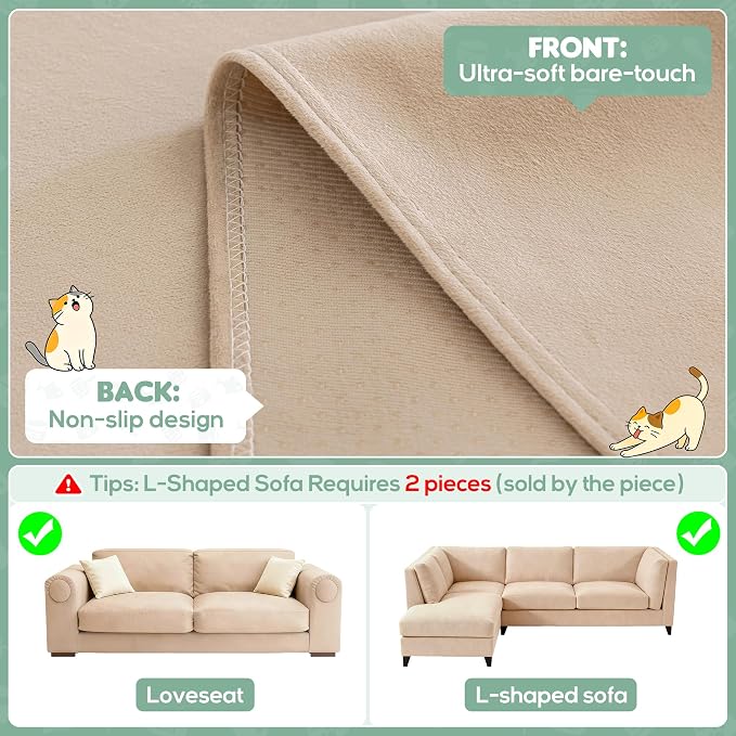 Loiion Cat Scratch Couch Cover Waterproof Sofa Cover 134"x91" Almond | Pet-Friendly Couch Protector, Anti-Scratch & Non Slip Sofa Cover For Cats Dogs Kids, Machine Washable - Image 9