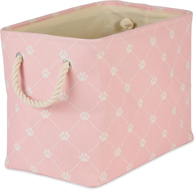 Bone Dry Pet Storage Paw and Bone, Trellis Collection, Medium Rectangle, 16x10x12, Pink by BoneDry