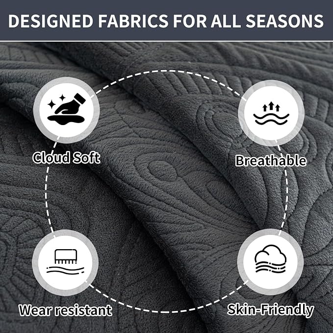 Couch Covers for Sofa, Flower Couch Cover for Dogs, Bohemia Sofa Covers Washable, Anti Slip Furniture Protector Covers for L Shaped(1pc, Dark Grey, 35.4"x 82.7") - Image 2