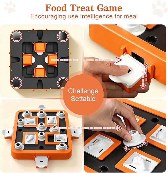 Aluckmao Dog Puzzle Toy Large - Adjustable Levels Food Treat Feeder Game | Beginner to Advanced Difficulty, Brain Stimulation Mental Enrichment, Interactive Feeding, for All Breeds, Orange - Image 3