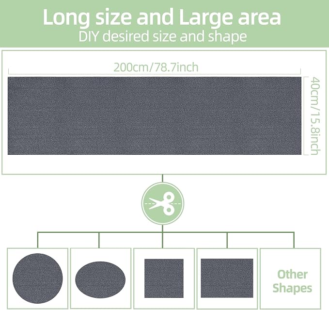 Cat Scratch Mat 78.7"x15.8",Replacement Cat Scratching Post or Scratch Pad,DIY Cat Tree Shelf,Decoration Cat Tower,Protector Couch Furniture or Wall (Black) - Image 5