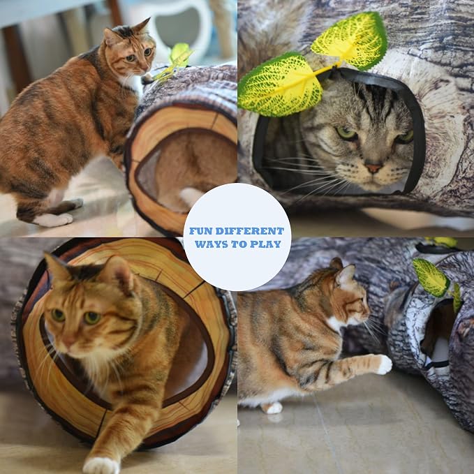 Cat Tunnel,Cat Tunnels for Indoor Cats,Tree Trunk Play Toy for Large Cats、Kitten and Other Small Animals to Chase and Play,Foldable Easy to Store,Cat Tube Toys Long 59" - Image 2