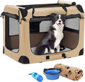 Petprsco Portable Dog Crates for Medium Dogs, 32"x23"x23" Travel Dog Crate | Collapsible Dog Crate with Plush Mat, Soft Blanket & Foldable Bowl, Strong Fabric, 4-Sided Vents, 3 Doors, Indoor/Outdoor Use by Petprsco