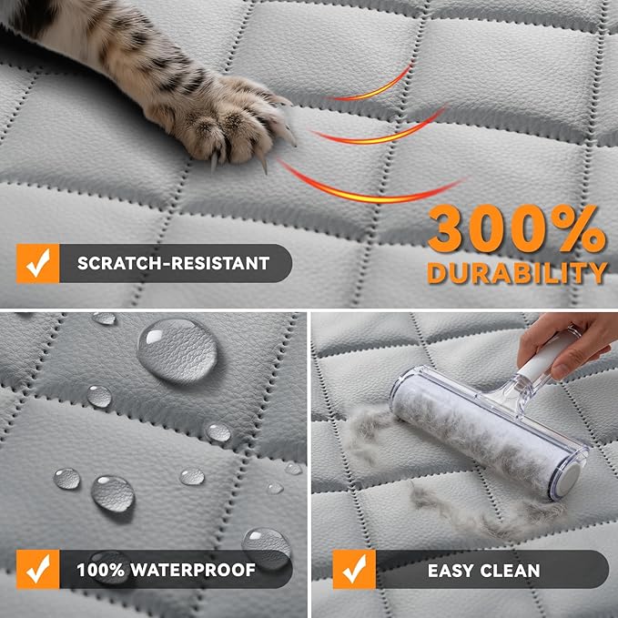 Dog Car Seat Cover for Back Seat,Leather Back Seat Cove,Stnd | Grey,PU,Waterproof,Nonslip,Anti-Scratch,Rear Dog Seat Covers Fit Middle Armrest for Most Vehicles,SUVs,Sedans - Image 6