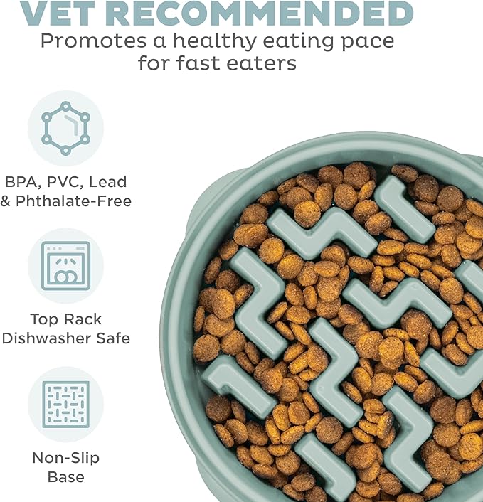 Outward Hound Fun Feeder Slo Bowl Dog Slow Feeder, Notch, Sage, 9.1" | Slows Fast Eaters, Can Aid Digestion, Holds 2 Cups Dry or Wet Food, Non-Slip Base, Easy Clean, No BPA, Small to Medium Dogs - Image 3