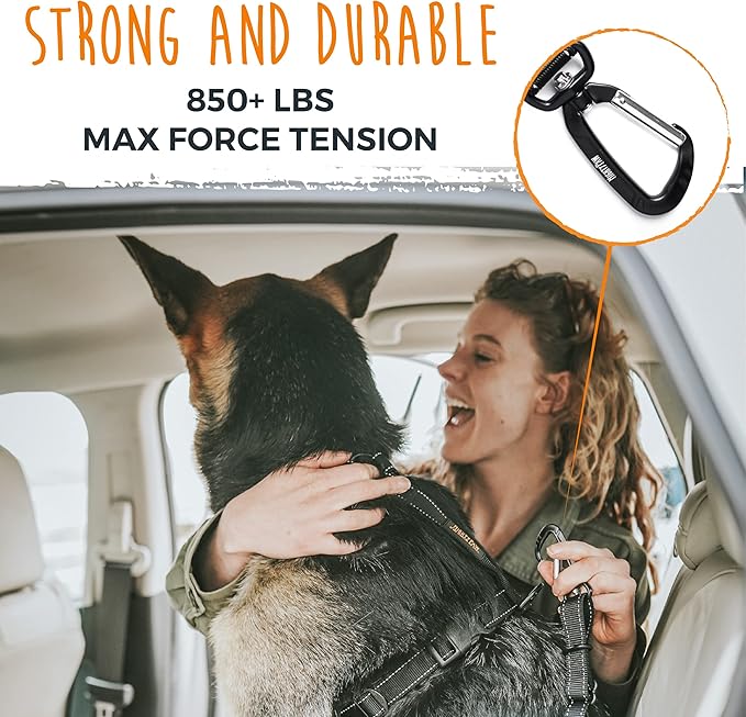 Mighty Paw Dog Seat Belt For Car - LATCH Compatible Adjustable Dog Seatbelt Harness for Small, Medium and Large Pets. Distraction Free Driving, Heavy-Duty Design with Aviation Grade Aluminum Carabiner - Image 4