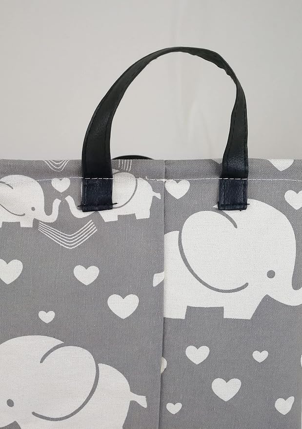 Storage Basket Home Shelf Basket Kids Organizer Box Clothes Laundry Hamper Nursery Bin Gift Laundry Basket with Handles for Home (love elephant) - Image 7