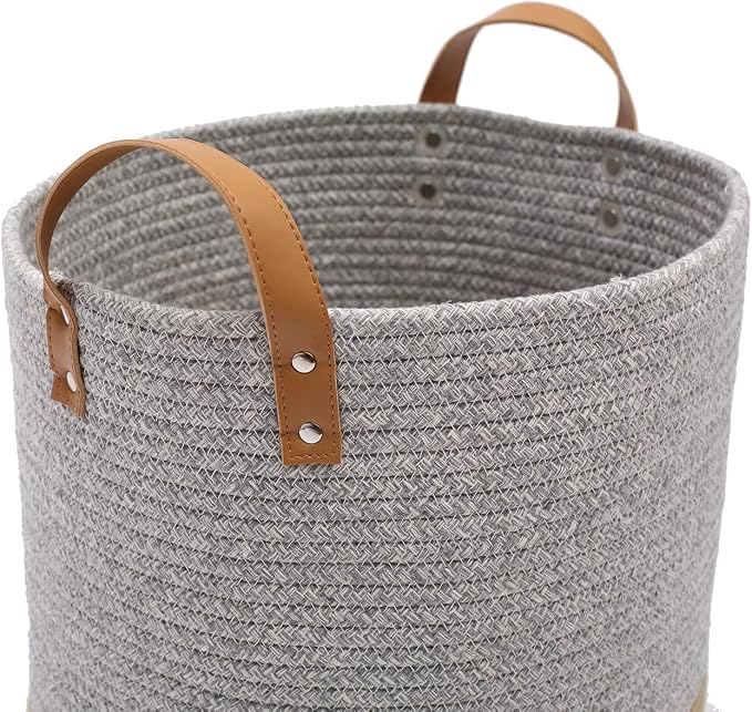 Cotton dog toy basket storage, puppy toy basket, puppy bins, laundry basket blanket storage bin - Perfect for organizing pet toys, blankets, leashes, pee mats and diapers - Graykhaki - Image 2
