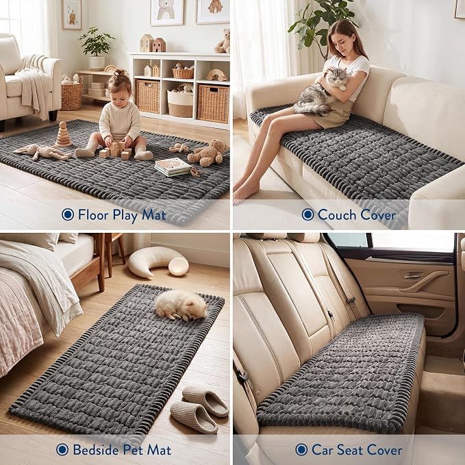 SureFit Couch Covers for Dogs,Non-Slip Washable Pet Friendly Sofa Protector | Non-Slip Paw Print Grip,Sofa Slipcovers for 2 Cushion Couch,Soft Thick Furniture Protector for Sofa Cushions(28x60"Dark Gray) - Image 4