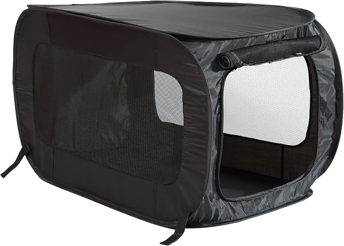 Portable Collapsible Pop Up Kennel, 36" L x 22" W x 22" H, Black | Collapsible indoor/outdoor travel cat and dog crate with mesh screen windows pops up and folds flat for easy storage by BeatriceHomeFashions