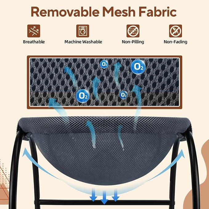 LIFLIX Raised Cat Hammock Bed, Standing Cat Cot with Washable Mesh, Pet Bed for for Kittens,Dark Blue - Image 4