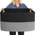 MEGASKET Extra Large Storage Baskets, 22" x 17" x 12" Black Baskets for Organizing, Rectangle Woven Basket for Blankets, Toys, Towels, Laundry, Decorative Wicker Storage Basket, Basket for Decor by MEGASKET