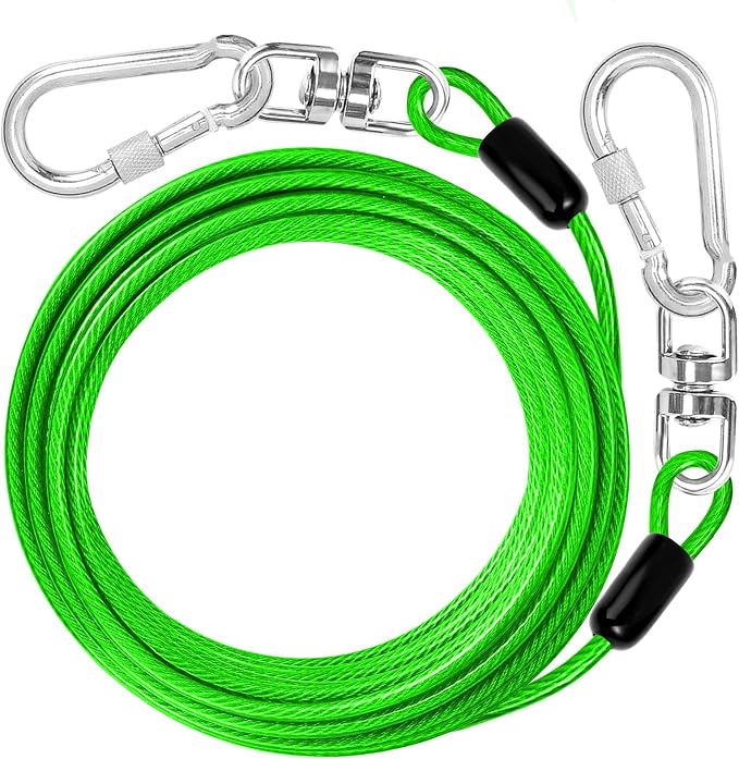 jenico Dog Tie Out Cable: 25 ft Dog Leads for Yard Heavy Duty | Dog Chain Leash for Small Large Dogs Up to 500 lbs - Outdoor Dog Runner Tether for Yard Camping Backyard by jenico