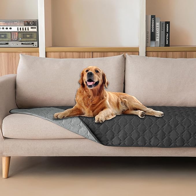 gogobunny Waterproof Blanket, Couch Covers for Dogs, Reversible Protector | 3X Stronger Leakproof, Scratch Proof Durable Furniture Protection, Stain Resistant, Washable, 30x70 Inch Dark/Light Charcoal by gogobunny