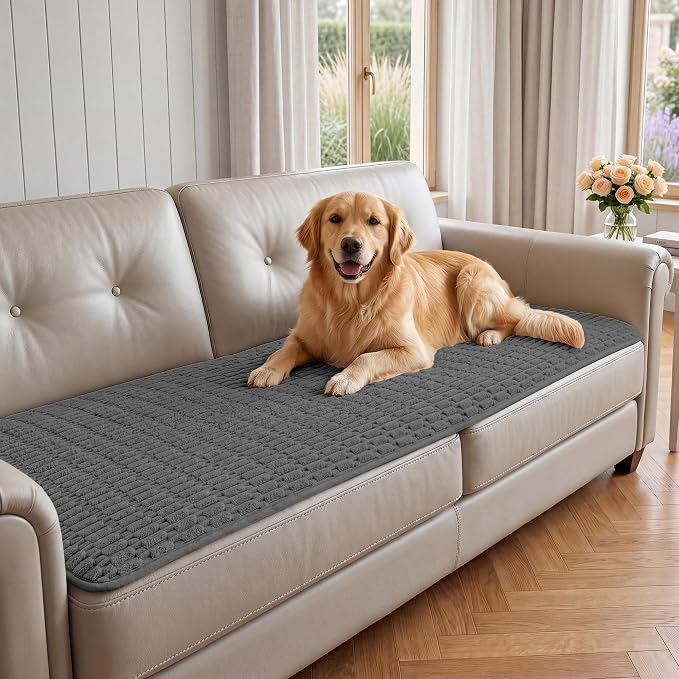 Foxdecor Couch Cover for Dogs Sofa Covers Non Slip Couch Pad Pet Friendly | Pet Couch Covers Washable Sofa Protector, Furniture Cover Couch Seat Protector for Living Room, Dark Grey 58x82 Inch by Unknown