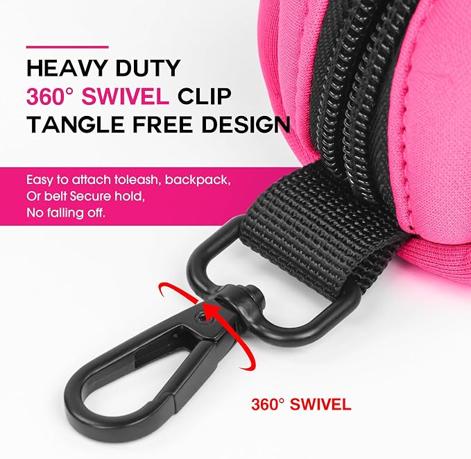Wolfone dog poop bag holder Dispenser 360° rotating clamp Peacock Pink | Secure Clip Design Durable & Odor-Free Universal Bag Fit Lightweight & Portable Stylish Color Options - Image 5